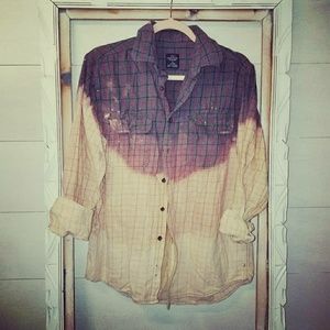 Custom boho ombre distressed flannel